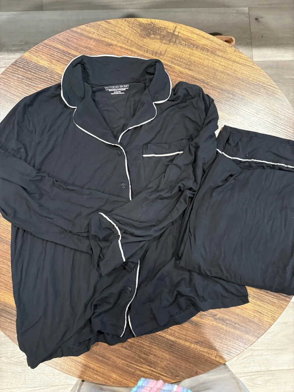 Victoria's Secret Black Pajama Set with White Logo